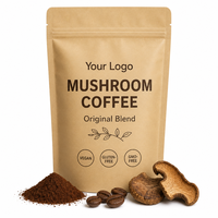 Café aux champignons bio 8 en 1 Crinière de lion, Ganoderma Lucidum, Champignon trompette, Reishi, Calm, 150g, Fournisseur de marque privée