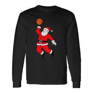 T-shirt à manches longues Santa Dunking Basketball Christmas - Product Image 1