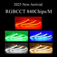 Tira de LED COB RGB+CCT de Alta Densidad, DC24V, 840 Chips/M, Flexible, IP20, Control Remoto para Retroiluminación de TV