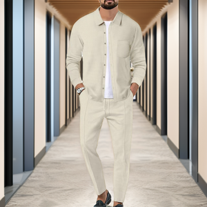 Pantalon de costume homme coupe classique, devant plat, en coton et fibre de bambou, imprimé par transfert thermique, sur mesure - Product Image 2