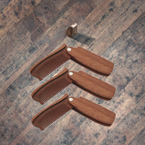 Peigne à cheveux pliable portable OEM & ODM avec manche en bois de santal, logo personnalisé, fait main, outil de soin personnel, brosse à cheveux - Product Image 3
