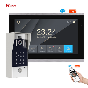 <span class=keywords><strong>Videoportero</strong></span> Inteligente con Pantalla LCD de 10 Pulgadas y Resolución 1080P, Sistema de Intercomunicación WiFi de <span class=keywords><strong>4</strong></span> Cables con Botón de Llamada, Pantalla Táctil Completa para Casa o Villa, Color Plateado - Product Image 1