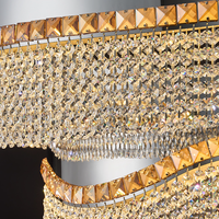 Lustre moderne pour chambre et salon, base ronde en acier inoxydable, doré, luxueux, arc double, ovale, en cristal