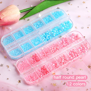 12 Rejillas de Perlas Semiredondas 3D Coloridas para Uñas, Diamantes de Imitación para Salón de Belleza, Perlas DIY para Arte de Uñas, Joyería de Perlas Semiredondas para Uñas - Product Image 3