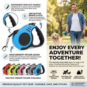 Correa Retráctil Automática para Perro de Plástico y Nailon, Cinta de Tracción Fuerte con Mango Antideslizante para un Fácil Control al Pasear a la Mascota - Product Image 2
