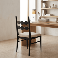Chaise de salle à manger design simple et moderne en bois massif de caoutchouc, avec dossier rembourré, style nordique et français du milieu du siècle, modèle de mobilier pour la maison