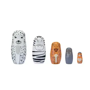 Poupées russes en bois Matryoshka animaux personnalisés