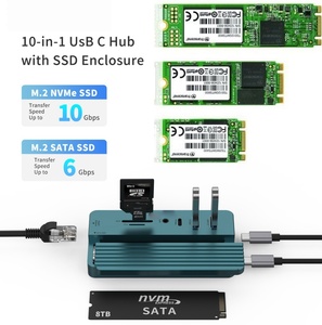 เคส SSD โลหะผสมอลูมิเนียมแบบเปลี่ยนได้ฮับแบบ10-in-1พร้อม2.0 USB <span class=keywords><strong>3.1</strong></span>การรองรับไมโคร SD - Product Image 4