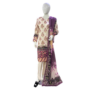 Elegant Stitched Cream Women Lawn Suit – Premium 3 Piece Embroidered Cotton Lawn Outfit for Summer Wear - Product Image 1
