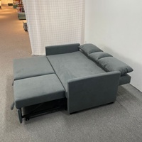 Canapé-lit 3 places en velours technologique, pliable, avec sommier escamotable, éponge haute densité, style minimaliste moderne, structure en bois massif, rangement intégré, idéal appartement