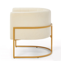 Mid-Century Wohnzimmer Sessel mit geschwungener Rückenlehne, gepolstertem Samt und goldenem Metallgestell