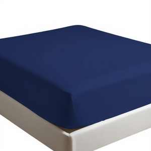 Drap-housse 100% coton bleu, taille lit français 140x190cm - Product Image 3