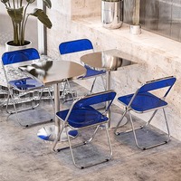 Ensemble de bar commercial moderne en acier inoxydable combinaison de chaises de table pour l'extérieur meubles de restaurant à dessert et thé au lait d'hôtel