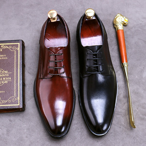 Chaussures italiennes formelles de haute qualité, en cuir véritable noir-brun, fabriquées à la main pour hommes, idéales pour les fêtes et les occasions professionnelles. - Product Image 4