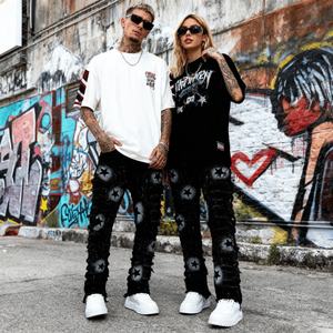 Nouveau Jean en Denim Slim Fit pour Homme 2026, Original, Noir, Délavé Vintage, Effet Usé, Détails Frangés, Impression Numérique Directe - Product Image 3