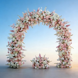 Arche florale artificielle, arrangement de fleurs en soie, arche de roses bleu clair, décoration de fête - Product Image 5