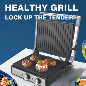 DSP Trending, gril électrique intelligent avec contrôle de la température de qualité professionnelle, poêle à griller antiadhésive de taille familiale de 2000W pour steak, hamburgers, paninis - Product Image 2