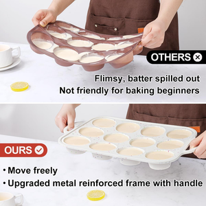 MUYULINS Factory 12 LFGB Molde de Silicona Estándar para Hornear Pasteles y Muffins con Marco Metálico Reforzado, Antiadherente y Libre de BPA - Product Image 5