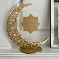 Décoration de table en bois ROSEWOOD Ramadan Mubarak, croissant de lune, filigrane doré, fait main, ornement pour la maison