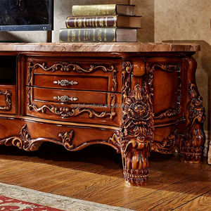 Classico Design antico soggiorno mobili <span class=keywords><strong>Tv</strong></span> stand in legno massello con intagliato <span class=keywords><strong>Tv</strong></span> tavolo in marmo europeo top <span class=keywords><strong>tv</strong></span> stand - Product Image 5