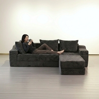 Canapé modulaire en velours côtelé en forme de L, trois places, sans assemblage requis, pour le salon familial