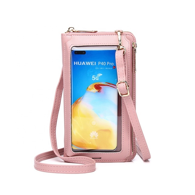 2 in 1 Small Crossbody Women Touch Screen Wristlet Purse Clutch Phone Wallet Bag Card Holder Cellphone Pocket