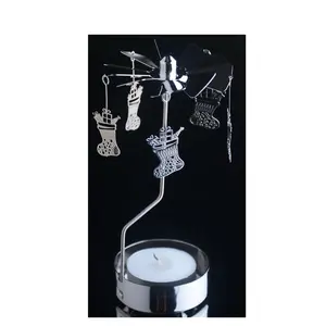 Custom Santa's Shoes Rotating candlestick Stainless Steel metal tealight candle holder for Christmas Gifts