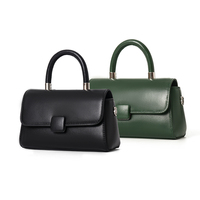 Sac à bandoulière en cuir PU vert foncé de marque privée, sac à rabat de luxe pour affaires, sac tote OEM