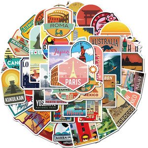 50 Adesivi in Vinile con Paesaggi Urbani e Graffiti per Valigie, Trolley, Scooter e Decorazione Casa - Product Image 2