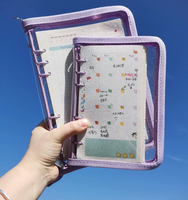 Macaron Couleurs Plastique Transparent Doux Au Toucher 6 Trous Anneau Pvc Personnalisé A5 A6 Carnet de Notes Couverture transparente