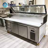 Table de travail en acier inoxydable avec refroidissement à air pour salade Pizza Prep réfrigérateur Table basse affichage de poulet Table de réfrigérateur