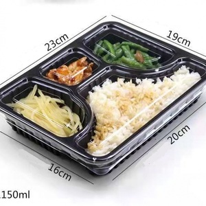 Ensemble de boîtes à lunch jetables haut de gamme trois/quatre/cinq compartiments multiples à grille couvercle réfrigéré au micro-ondes à emporter en plastique - Product Image 2
