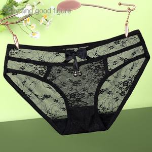 <span class=keywords><strong>Ropa</strong></span> <span class=keywords><strong>interior</strong></span> Sexy de estilo diario de encaje puro para mujer, calzoncillos Hipster de cintura baja, diseño de campana pequeña, talla grande de nailon para chicas regordetas - Product Image 1