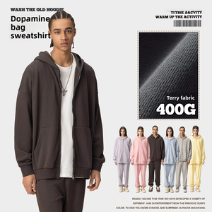 <span class=keywords><strong>Felpa</strong></span> con Cappuccio Oversize da <span class=keywords><strong>Uomo</strong></span> di Alta Qualità 400Gsm Autunno Inverno Giacca Casual Nera Pesante con <span class=keywords><strong>Cerniera</strong></span> Ampia - Product Image 4