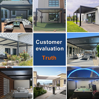 Pergola en aluminium thermolaqué écologique avec toit rétractable électrique à commande à distance et éclairage LED