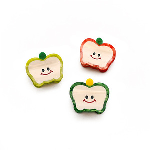 Vente en gros pince à cheveux mignonne pomme sourire visage pince à cheveux acétate pince à pression pour femmes pince à cheveux antidérapante pour chignon chignon accessoires de cheveux - Product Image 1