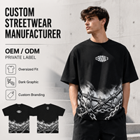 ODM/OEM Hersteller Maßgeschneidertes 260gsm Übergroßes T-Shirt Grafik Digitaldruck Individuelles Logo & Rückenmuster Herren Streetwear Casual Tee