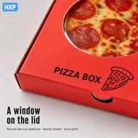 Boîte à pizza rouge personnalisée avec fenêtre transparente, emballage à emporter en carton ondulé