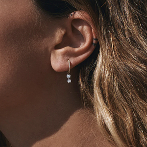 Boucles d'oreilles classiques CANNER en zircon avec un, deux ou trois pendentifs en zircon 5A, en argent S925, bijoux 18 carats - Product Image 5