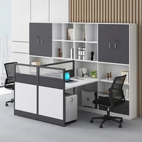 Poste de travail modulaire avec cloison de bureau et bibliothèque intégrée, table de travail pour personnel pour projet de bureau