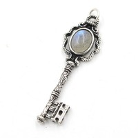 Pendentifs Clés Unisexe en Acier Inoxydable Plaqué Argent Antique avec Cristaux et Strass, Éléments Gothiques Mystérieux, Cadeau de Guérison
