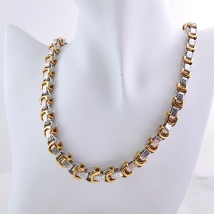 Kalung Rantai Cuban Link Buatan Tangan Pria Hip Hop, Baja Anti Karat Poles, Lapisan Perak Emas Tahan Air, Perhiasan Grosir - Product Image 3