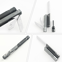 Couteau de poche multifonction 7 en 1, acier 3CR13, manche en aluminium, outil de survie pour le camping en plein air avec tournevis et sifflet
