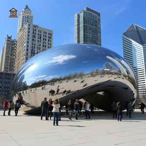 Sculpture de porte en nuage en acier inoxydable poli miroir TREVI, décoration extérieure de grande taille - Product Image 4