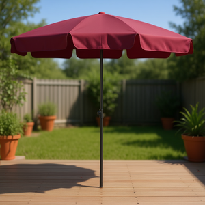 Ombrellone da Esterno Bordeaux Rosso in Poliestere con Apertura Manuale e Inclinazione Regolabile - Product Image 2