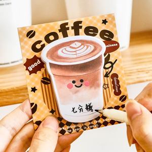 Bloc de Notas Adhesivas con Diseño de Té con Leche y Café, Bonitas Notas Adhesivas Reutilizables con Dibujos Animados, Material Escolar <span class=keywords><strong>para</strong></span> Estudiantes - Product Image 4