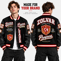 Veste de club sportif personnalisée OEM pour marque de streetwear, commandes en gros, logo brodé, veste de baseball en cuir noir pour homme