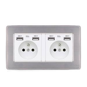 Enchufe francés de doble pared 16A con puerto USB, carga de teléfono, enchufe doméstico blanco, 86 * 146, compatible con las normas de la UE. - Product Image 1