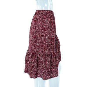 Venta al por mayor, precio de fábrica de moda falda Irregular de contonearse dobladillo blanco Polka Dot rojo Falda Mujer - Product Image 2