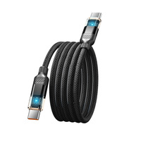 Câble de données USB-C vers Type-C tressé en nylon de 1 m avec gaine TPE, chargement rapide PD 3A 60W premium et rangement magnétique automatique